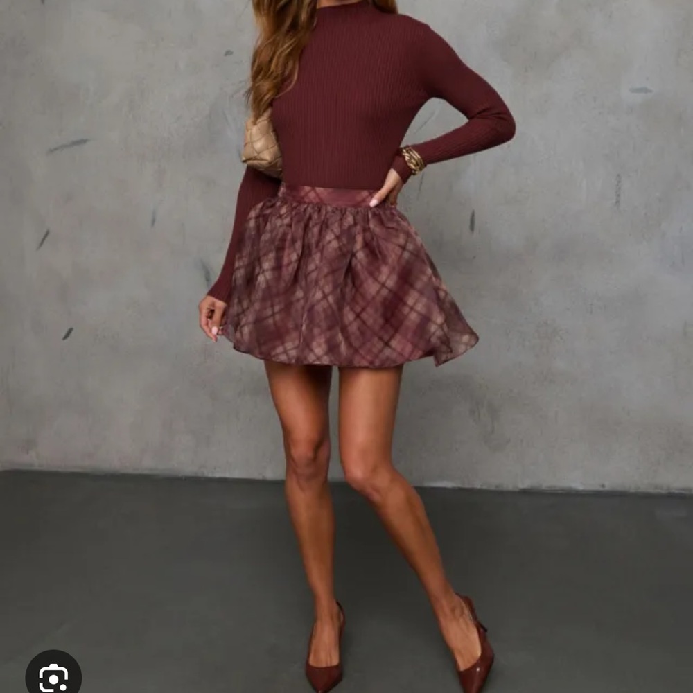 Vici Burgundy Plaid Mini Skirt